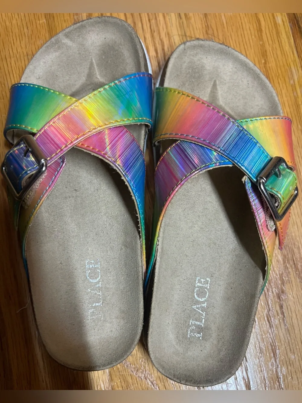 The Children's Place Iridescent Rainbow Cross-Strap Sandals